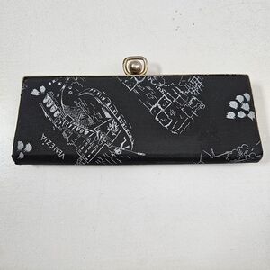 Vintage mid century eye glasses hard case black and gold MCM Cremona Venezia